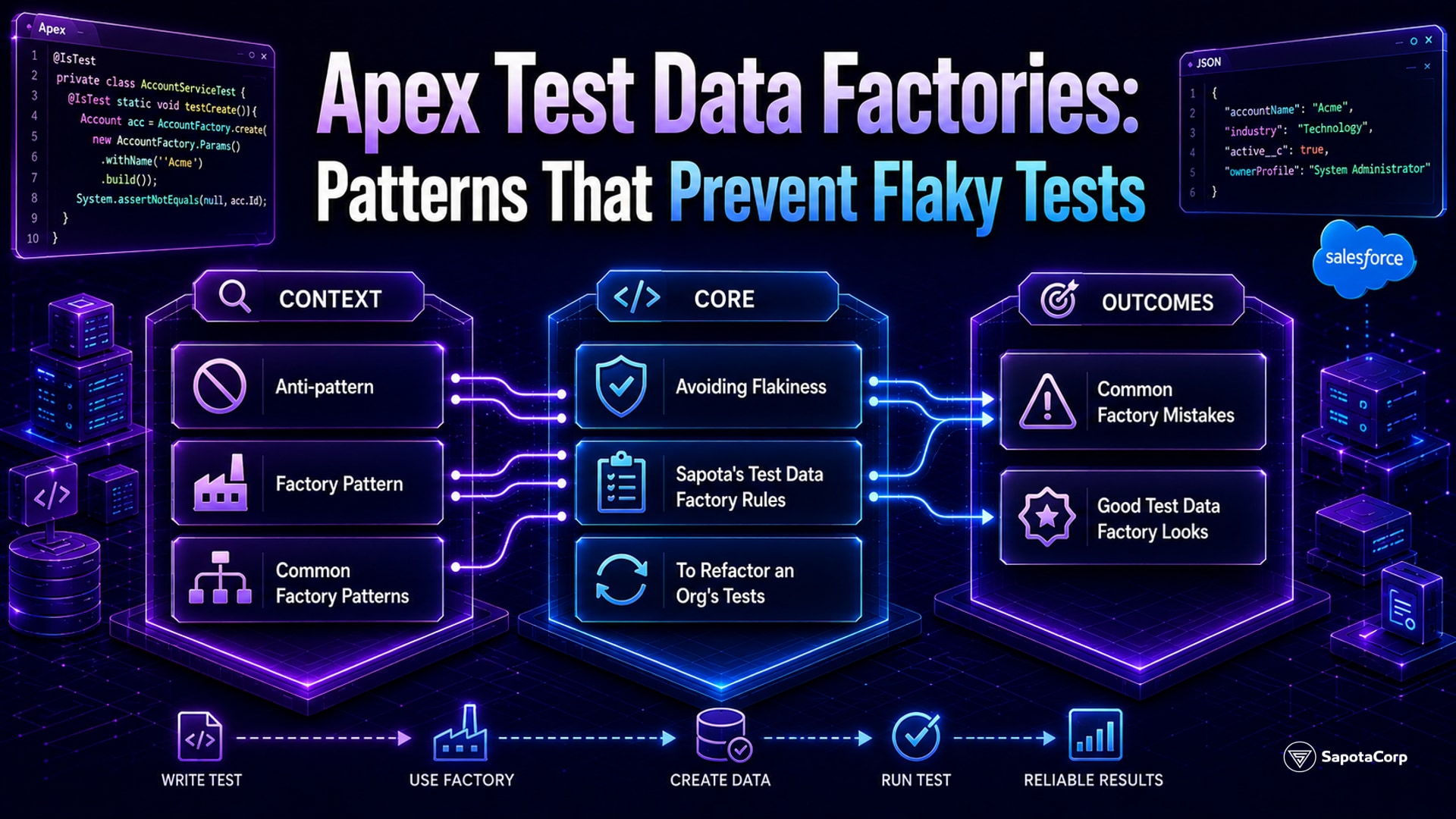Apex Test Data Factories: Patterns That Prevent Flaky Tests